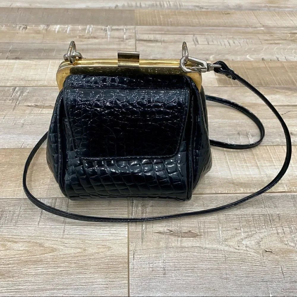 🌟 VINTAGE Faux Croc Patent Crossbody Purse Bag